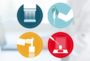 4 multicolored pipetting icons