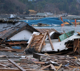 Reality of the tsunami disaster. The outbreak of the unprecedented Great East Japan Earthquake and tsunami. Image: mTaira/Shutterstock.com.
